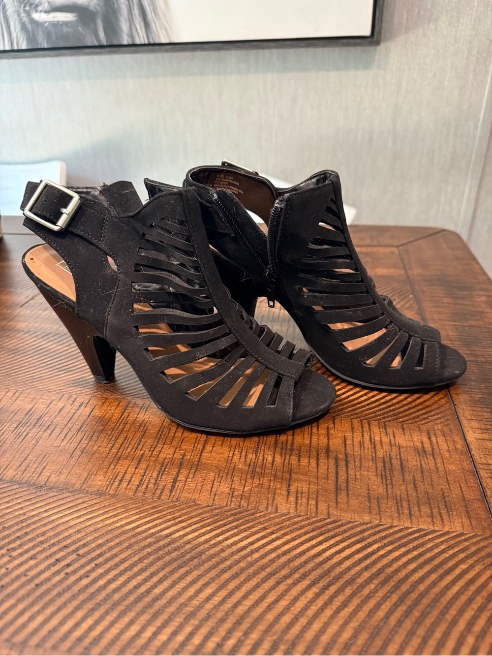 Hot Tomato Black Cutout Slingback Heels